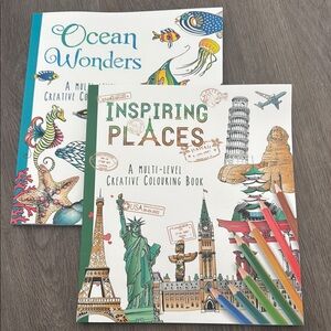 Inspiring Places and Ocean Wonders Coloring Books